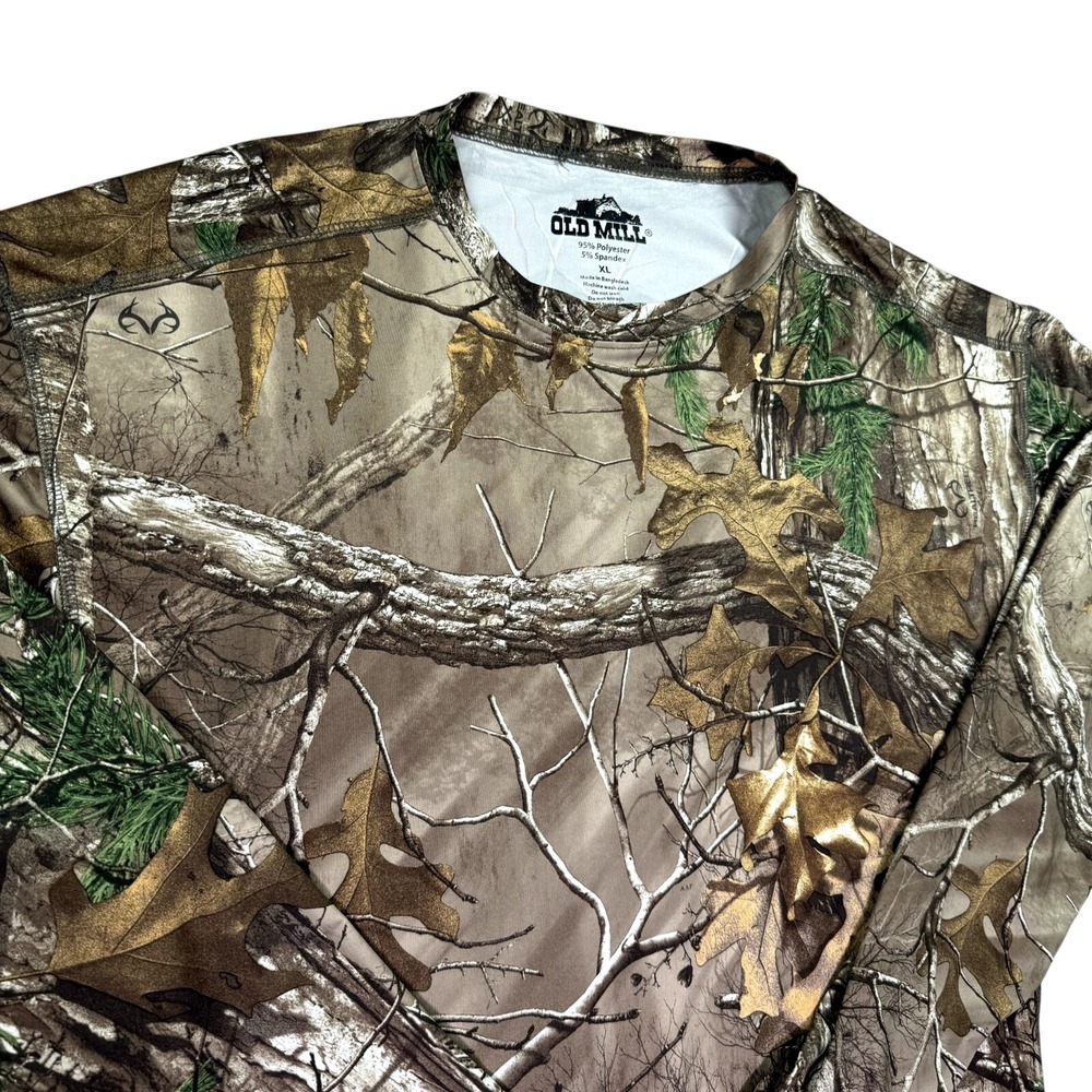 Old Mill Camo Shirt Men XL Realtree Xtra‎ Hunting Stretch Hiking Travel